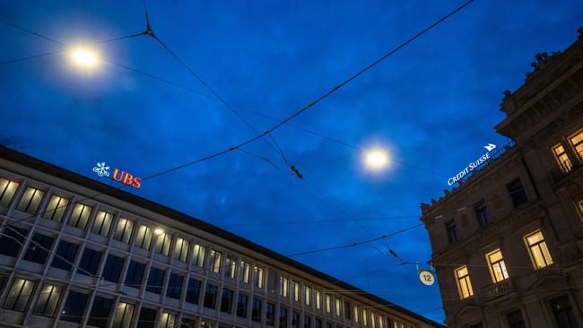 Banking giant UBS has agreed to take over Credit Suisse for $US3bn in a government-brokered deal. Picture: Fabrice Coffrini/AFP