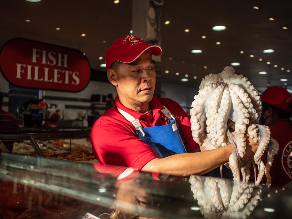 Early morning trade at the Sydney fish markets on Good Friday in Sydney. Picture: NCA NewsWire / Flavio Brancaleone