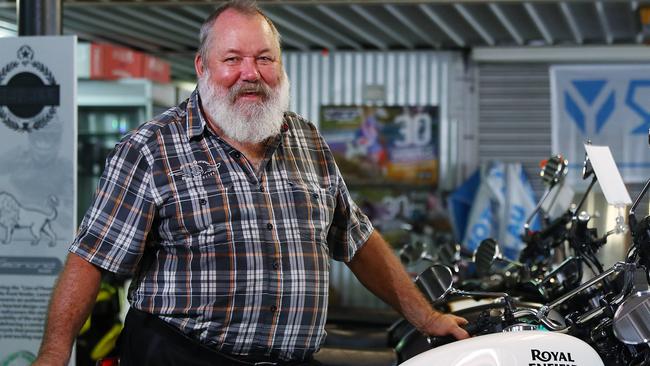 After 38 years of selling motorbikes from his Water Street showroom, former champion rider Wayne “Magic” Leonard and his wife Rhonda are retiring. Picture: Brendan Radke