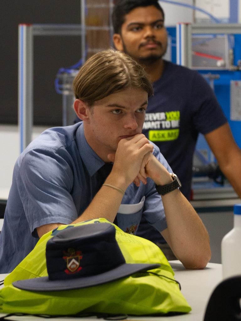 A Shalom student pays close attention to his engineering lecturer.