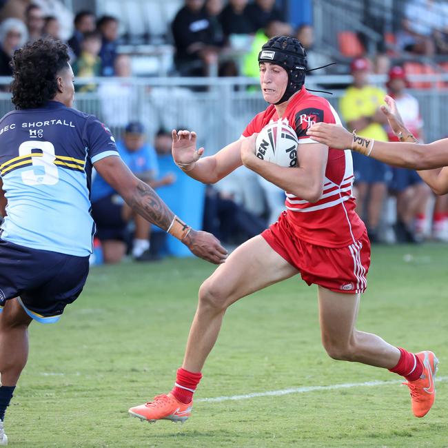 Palm Beach Currumbin SHS halfback Taj Lateo, Mabel Park SHS vs Palm Beach Currumbin SHS, Langer Trophy, Greenslopes. Picture: Liam Kidston