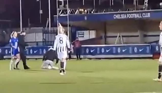 Sam Kerr drops pitch invader