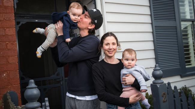 Nick and Amy Van Bekkum, with eight-month-old twins Freddy and Poppy, have made sure they had the children vaccinated according to schedule. Picture: Paul Jeffers