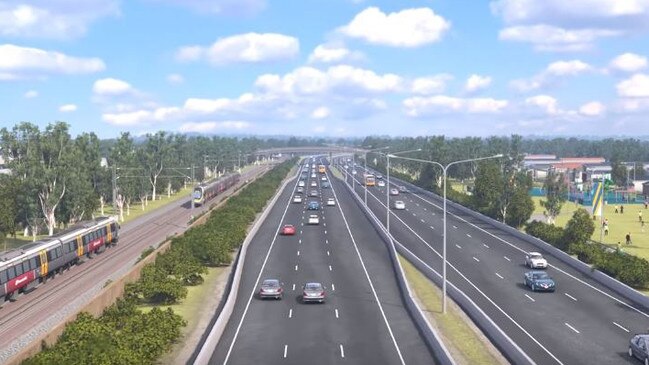 Still from a Transport and Main Roads video showing how the Coomera Connector is expected to look.