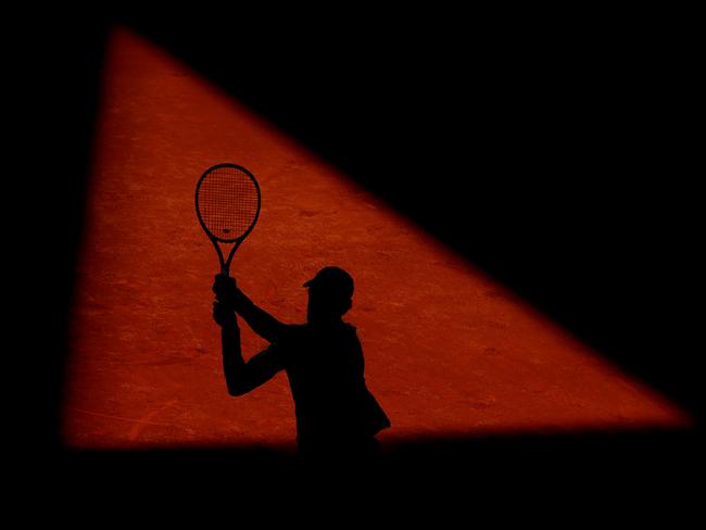 Jordan Thompson of Australia plays a backhand in the doubles semi final against Jamie Murray and Michael Venus at La Caja Magica in Madrid. Picture: Julian Finney/Getty Images