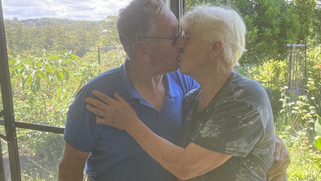 Erwin and Brigitte Grotes after their ordeal at Newee Creek, south of Coffs Harbour. Picture: Chris Knight