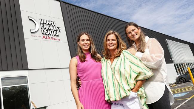 Danny Frawley’s family outside the building named in his honour. Picture: Michael Klein