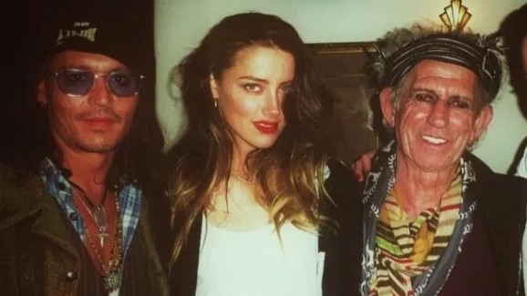 Johnny Depp, Amber Heard and Keith Richards in a picture shown in court. Picture: Supplied