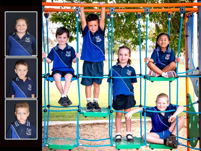 My First Year 2023: Clifton State School prep students (from left) Leo, Jett, Evelyn, Darlyn, Declan. Inset (from top) Savannah, Zeke, Archie. February 20, 2023