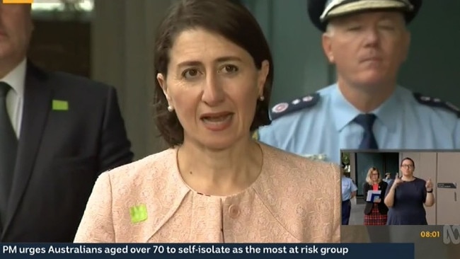 Gladys Berejiklian at her press conference on Monday.