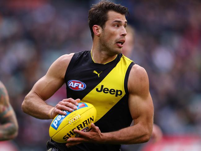 AFL Round 23. Richmond vs St Kilda at the MCG.  Richmond's Alex Rance cleans up down back . Pic: Michael Klein