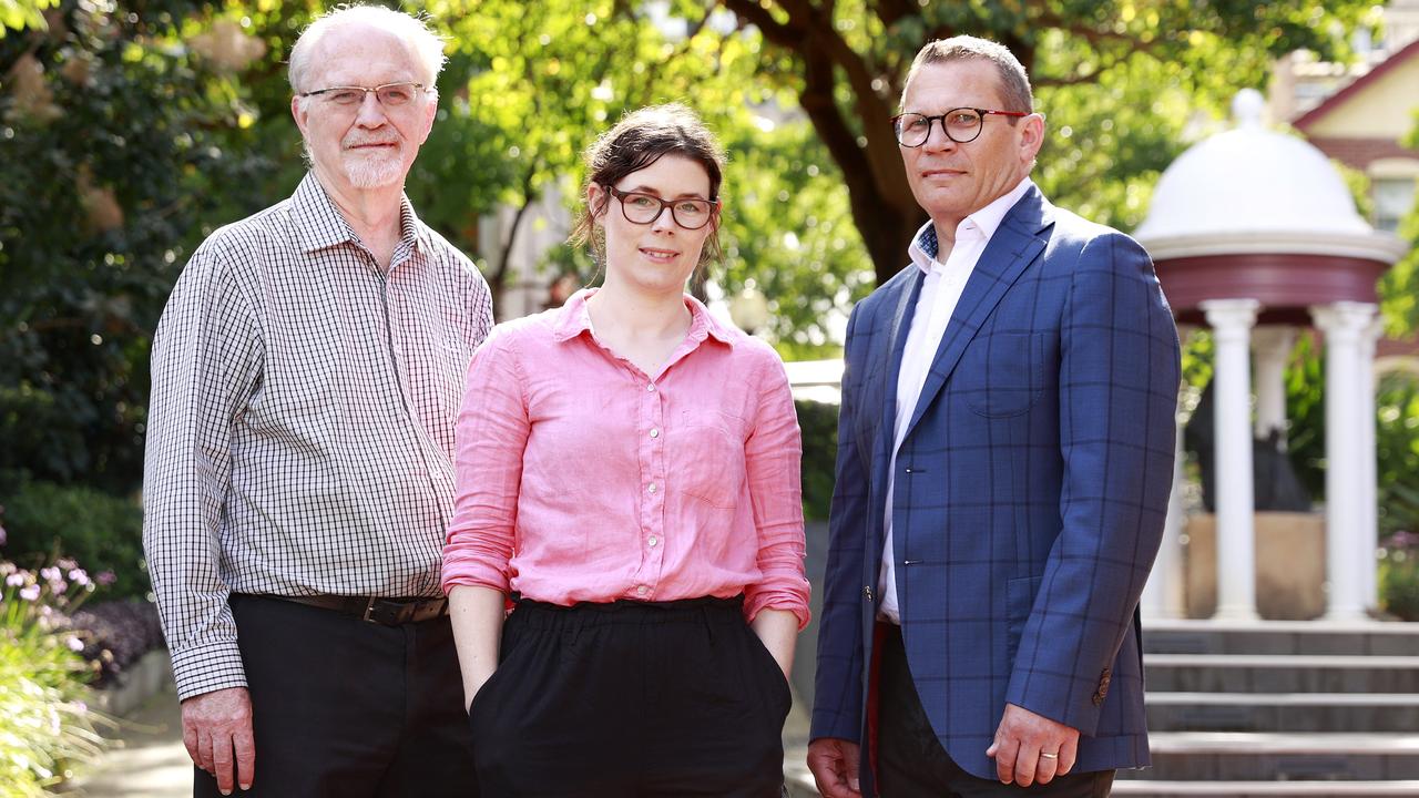 Pictured at the Australian Catholic University in North Sydney Herb Marsh and Theresa Dicke, lead investigators of the Principal Survey, and Dr Paul Kidson, Senior Lecturer at ACU. Picture: Tim Hunter.