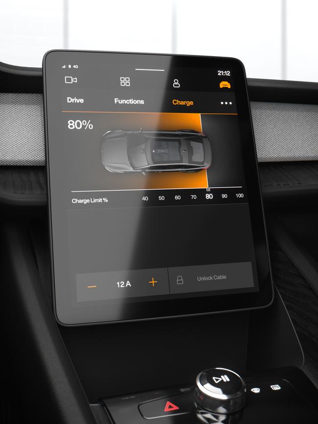 Polestar brings a large, portrait-oriented display screen, as in the Tesla Model S.
