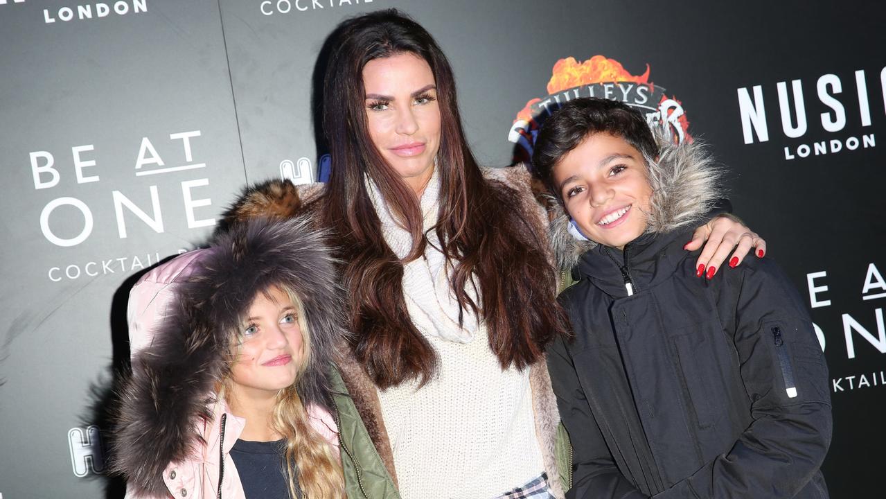 Glamour model Katie Price with two of her children. Picture: Splash News