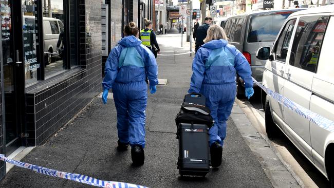 Police at the scene of the stabbing in November 2023. Picture: Andrew Henshaw