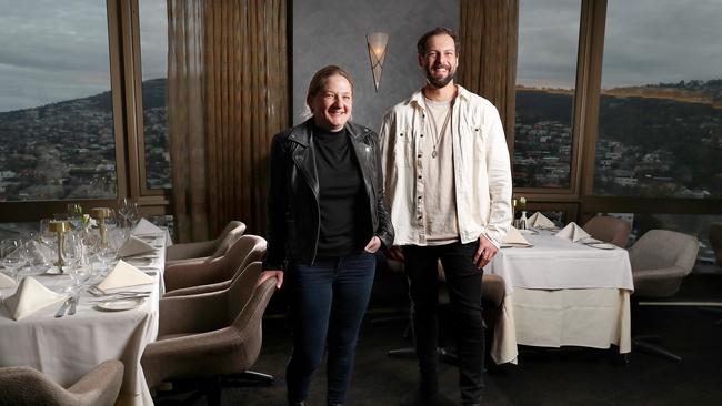 Emma Davis from Society Salamanca and Raincheck Lounge with Mat Cilia from Saffire Freycinet. Both were part of a leadership training program for the hospitality and tourism industry. Picture: Nikki Davis-Jones