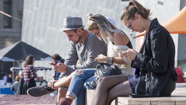 The average Australian spends nearly 2½ hours a day on their mobile phone. Picture: Jason Edwards