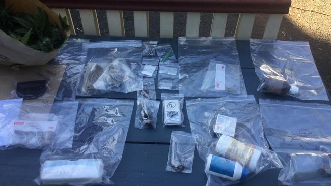 Items seized in raid on Mount Tamborine property. 