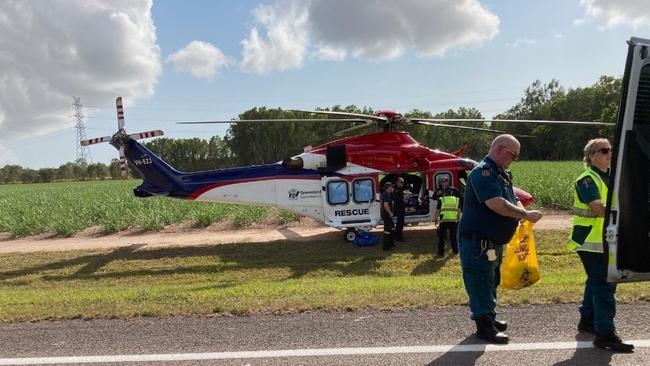 A person has been taken horror crash at Coolbie, north of Townsville.