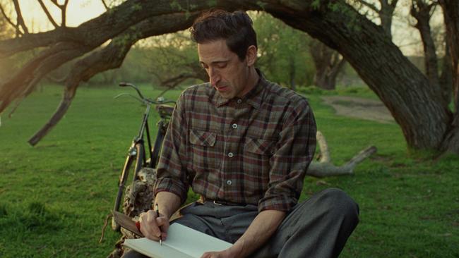 Adrien Brody in a scene from the movie The Brutalist.