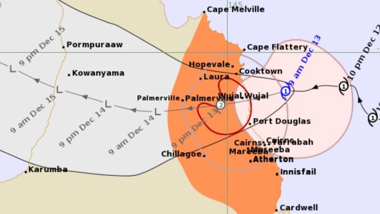 Tropical Cyclone Jasper tracking map as of 9am Wednesday, December 13.