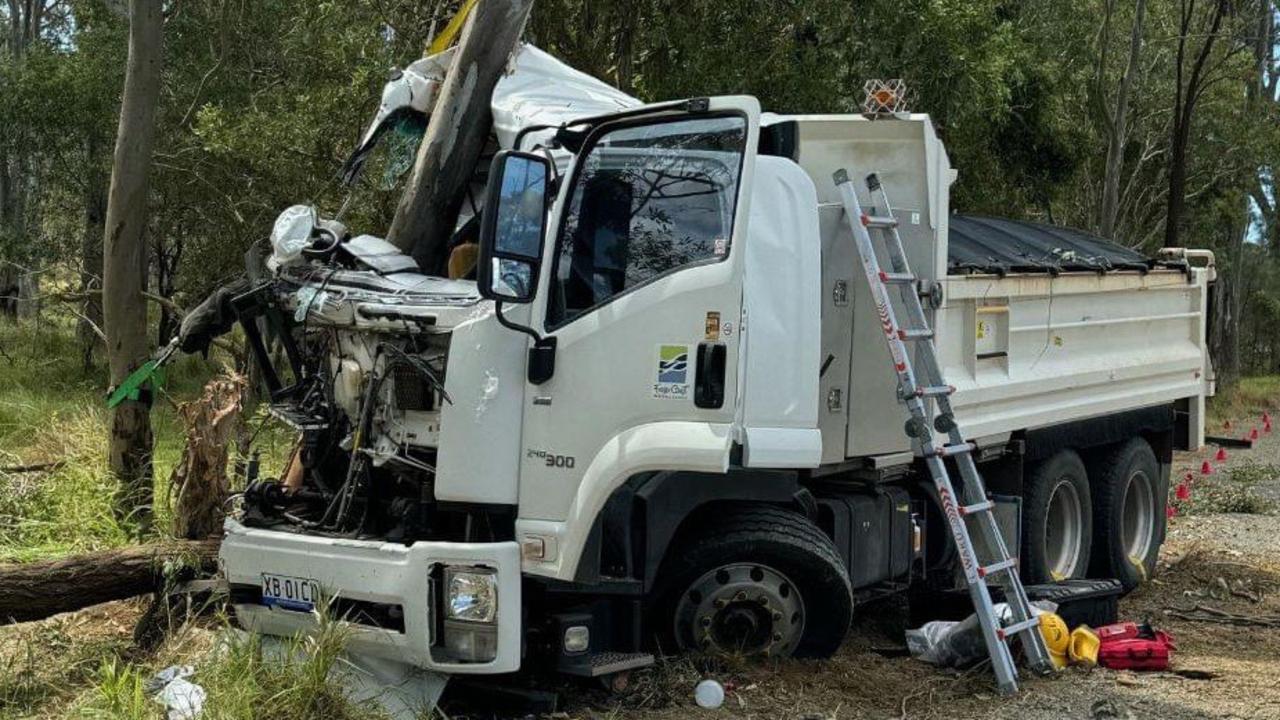 The scene of a truck crash in Takura. Photo: 7NEWS