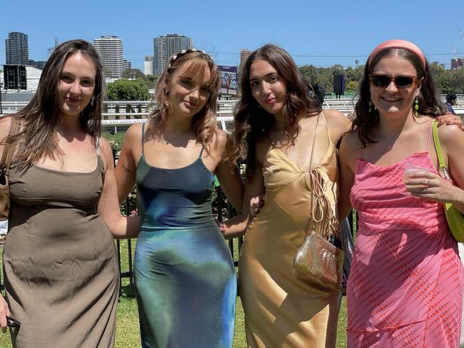 Emma, Georgia, Jasmine and Rianna at the 2024 Oaks Day. Picture: Himangi Singh.