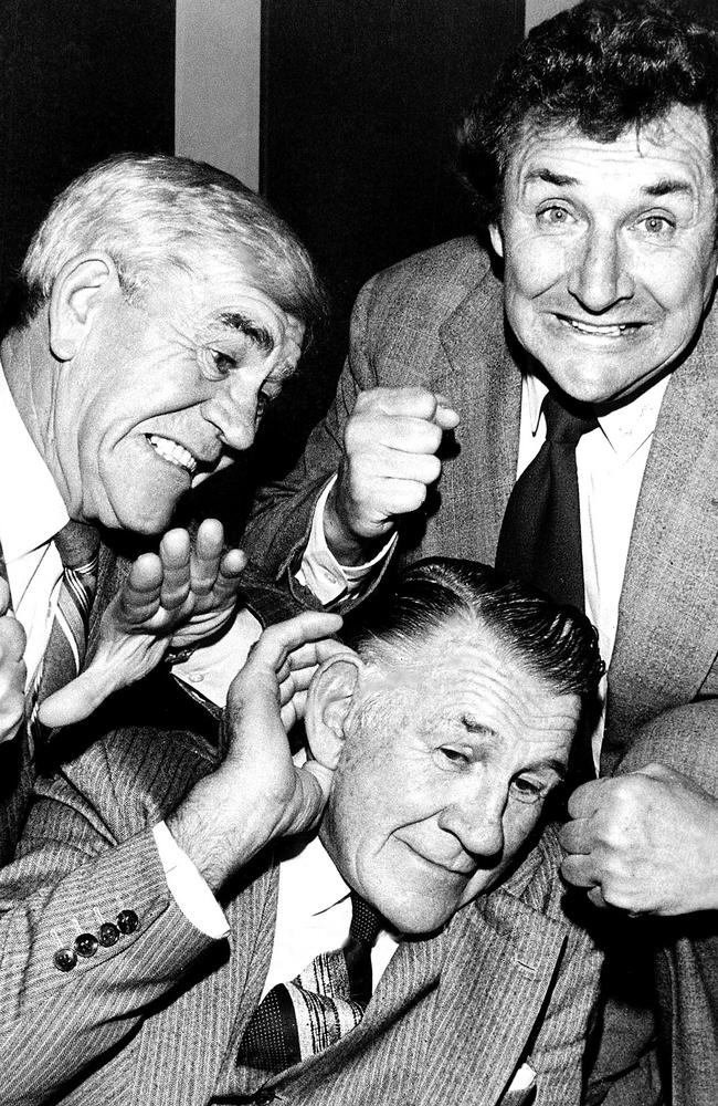 Lou Richards, Jack Dyer and Bob Davis on the <i>World of Sport</i> Thursday night spin-off television program <i>League Teams</i> in 1981.