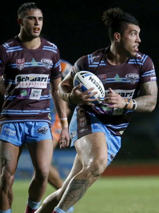 Aaron Pene in action playing in the Queensland Cup. Picture: Anna Rogers