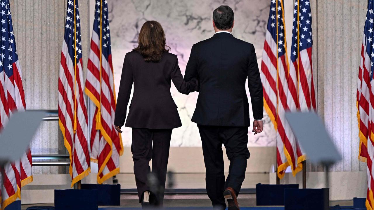 Ms Harris and her husband Doug Emhoff. Picture: SAUL LOEB / AFP