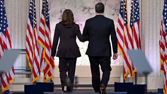 Ms Harris and her husband Doug Emhoff. Picture: SAUL LOEB / AFP