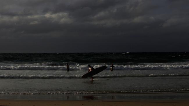 Dark clouds hovered over Bondi Beach earlier today. An ominous sign of the weather to come this weekend. Photo by Brianne Makin