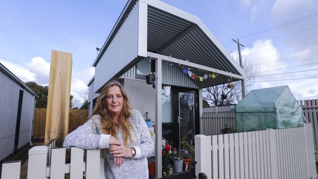 Deborah has become one of the first residents of the Tiny Houses project. Picture: Wayne Taylor