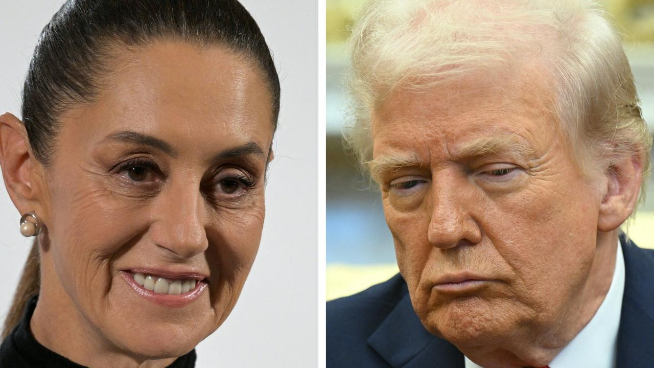 Donald Trump said Claudia Sheinbaum is “so afraid of the cartels that she can’t even think straight”. Picture: Alfredo Eestrella and Saul Loeb/AFP