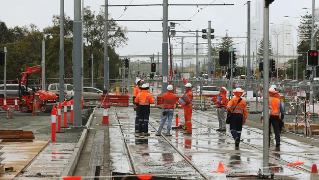 The trams under construction. Picture: Brendan Radke.