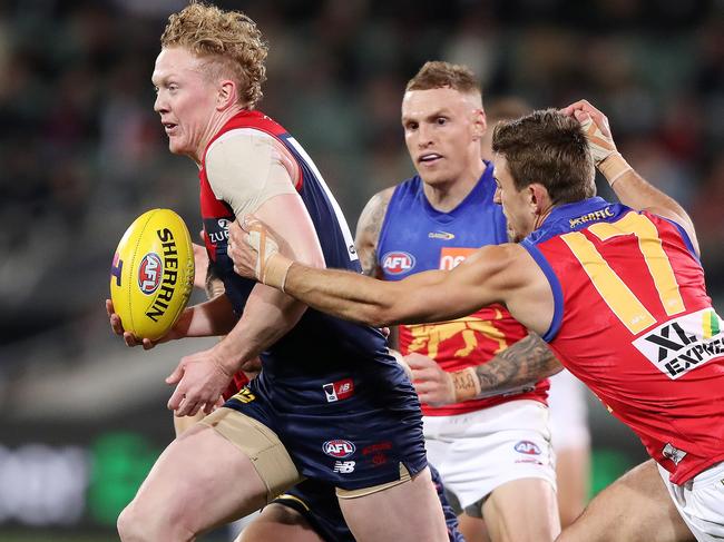 Clayton Oliver was on fire against the Lions. (Photo by Sarah Reed/AFL Photos via Getty Images)