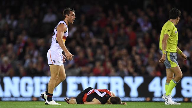 Richard Douglas was reported for his hit on Zach Merrett.