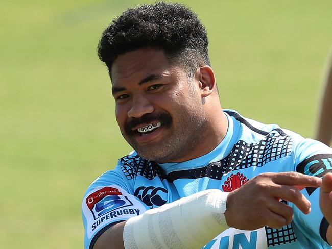 Tatafu Polota-Nau during NSW Waratahs Super Rugby training at Daceyville, Sydney. Picture: Brett Costello