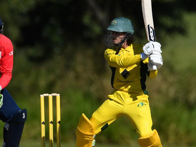 Joel Corbett of Australia bats during the International Cricket Inclusion Series Intellectual Disability match between Australia and England at Northern Suburbs District Cricket Club on June 08, 2022 in Brisbane, Australia. Picture: Albert Perez/Getty Images for Cricket Australia