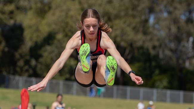 Grace Krause winning the long jump