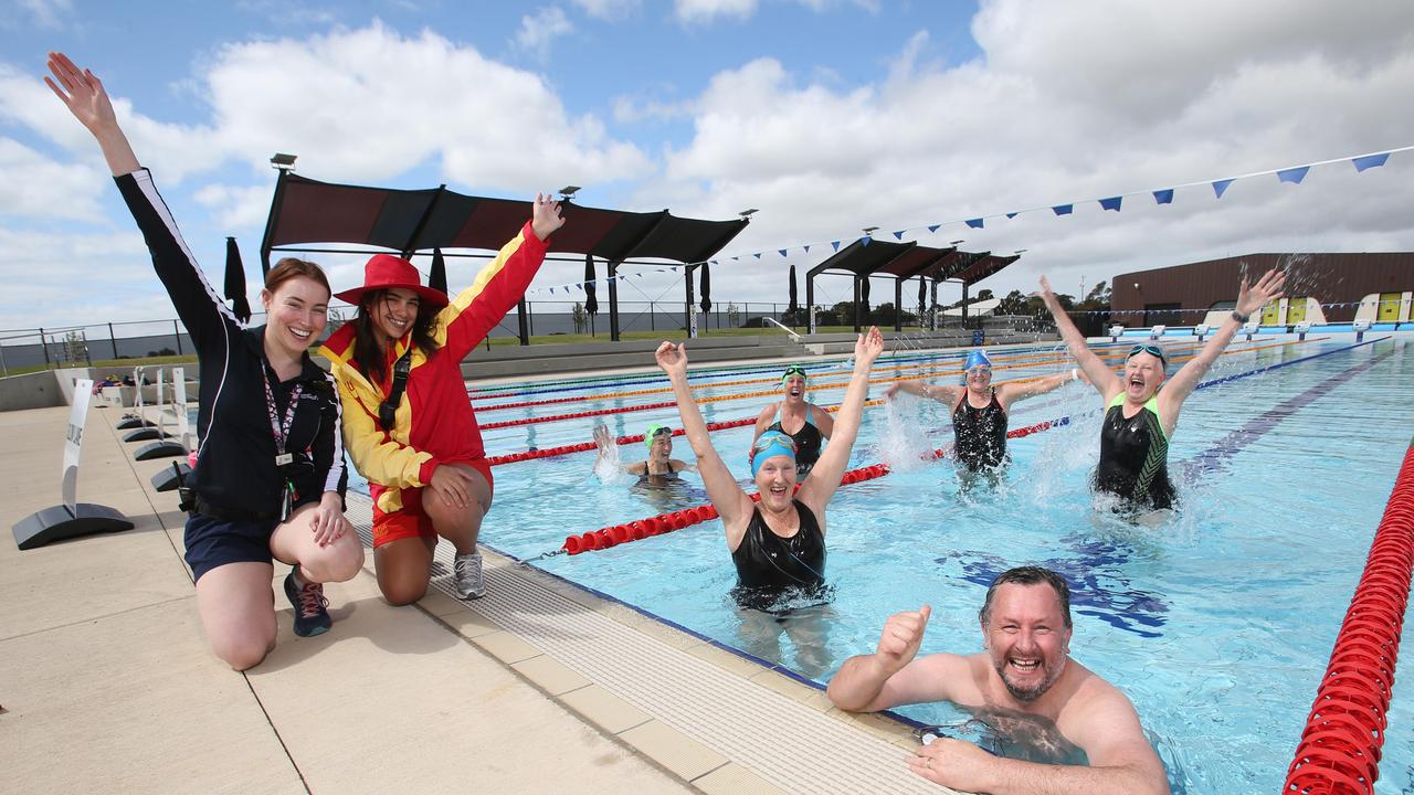 Swimmers celebrated the opening of the North Bellarine Aquatic Centre in November. Picture: Alan Barber.