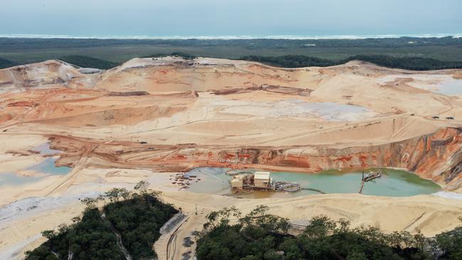 Sand mining on North Stradbroke Island IN 2010. Picture: Jeff Camden