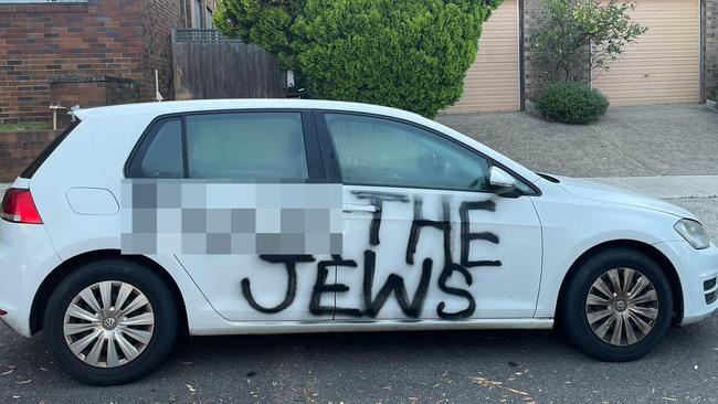 A car in Queens Park in Sydney’s east was targeted with an anti-Semitic message. Picture: Supplied