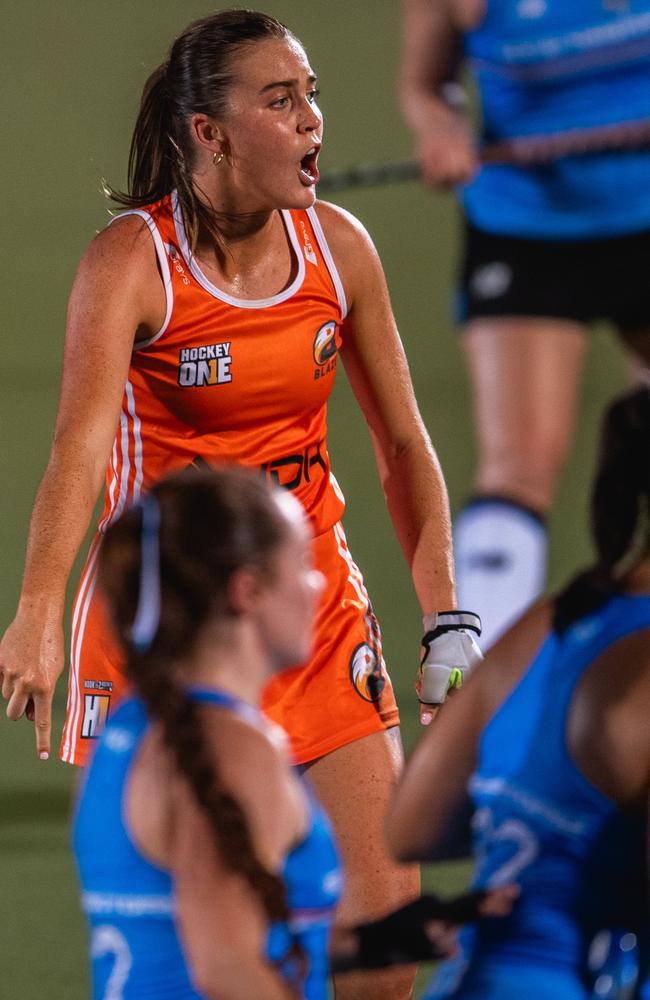 The first Festival of Hockey match between the Territory Stingers and Brisbane Blaze. Picture: Pema Tamang Pakhrin