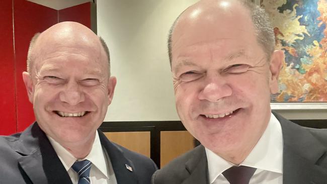 US Senator Chris Coons finds doppelganger in German Chancellor Olaf Scholz. Picture: X