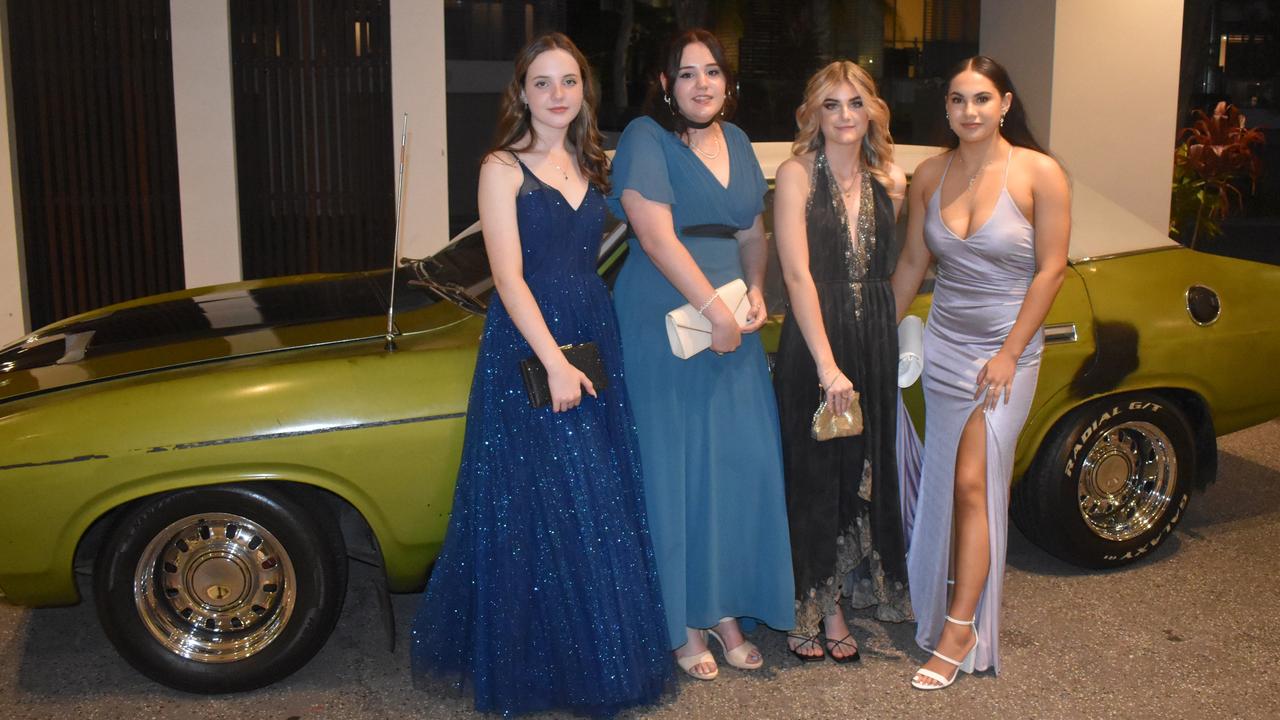 Evie, Hailey, Anais and Phoebe enjoyed their night at the 2022 Noosa District State High School Formal. Picture: Eddie Franklin