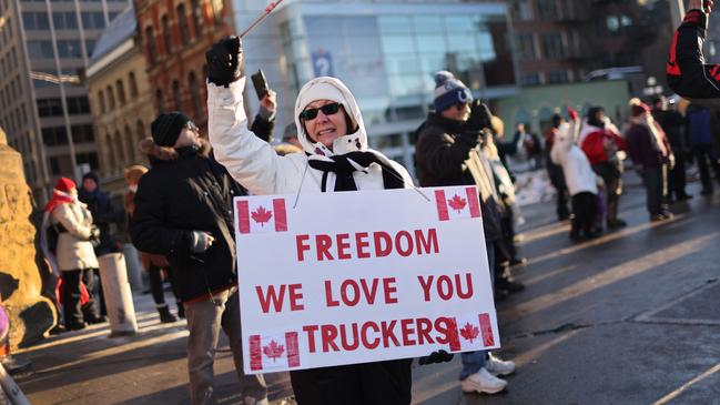 A ‘Freedom Convoy’ of Canadian truckers and other activists protested the country’s vaccine mandates and other Covid-19 control measures in February 2022. Picture: Scott Olson/Getty Images/AFP