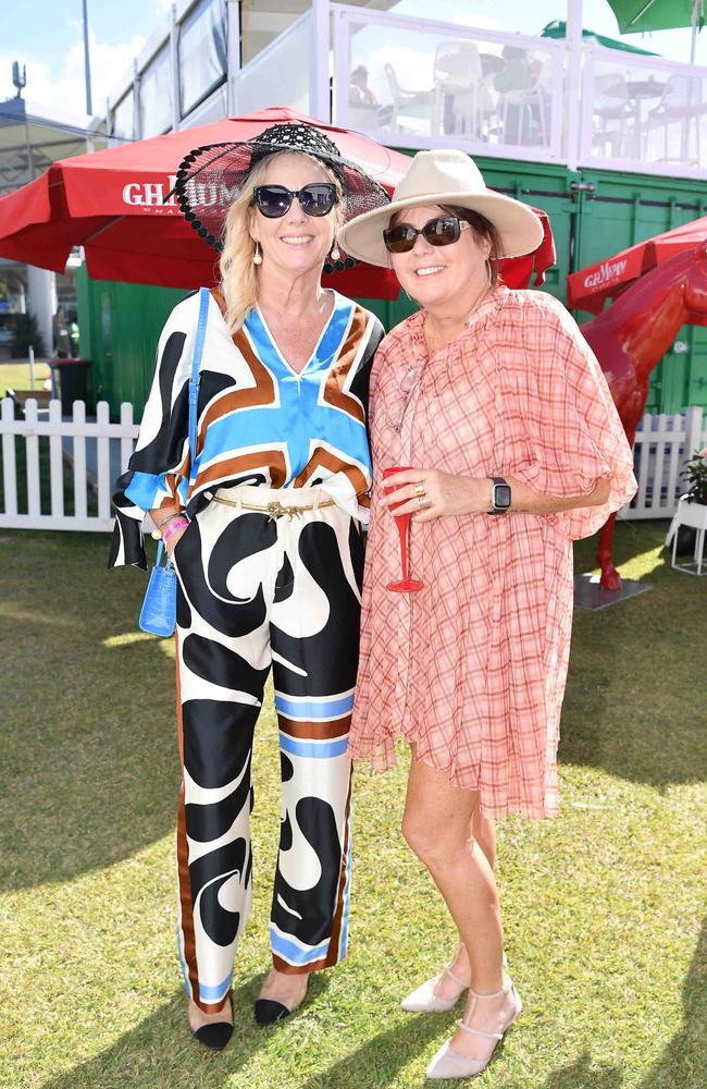 Michelle Beale and Kerri Fulloon at Ladies Oaks Day, Caloundra. Picture: Patrick Woods.