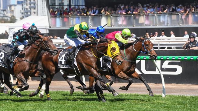 It was a thrilling end to this year’s race, with Knight's Choice taking the victory. (Photo by Brett Holburt/Racing Photos via Getty Images)