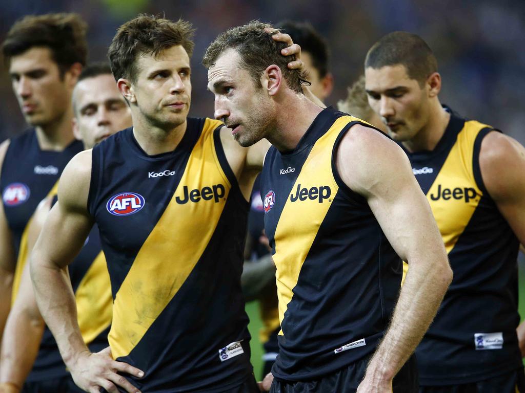 A disappointed Shane Tuck after playing his last game for the Tigers.